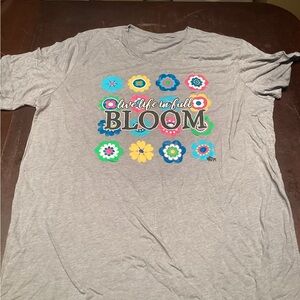 Source Unknown Gray Tee with Colorful Floral Design